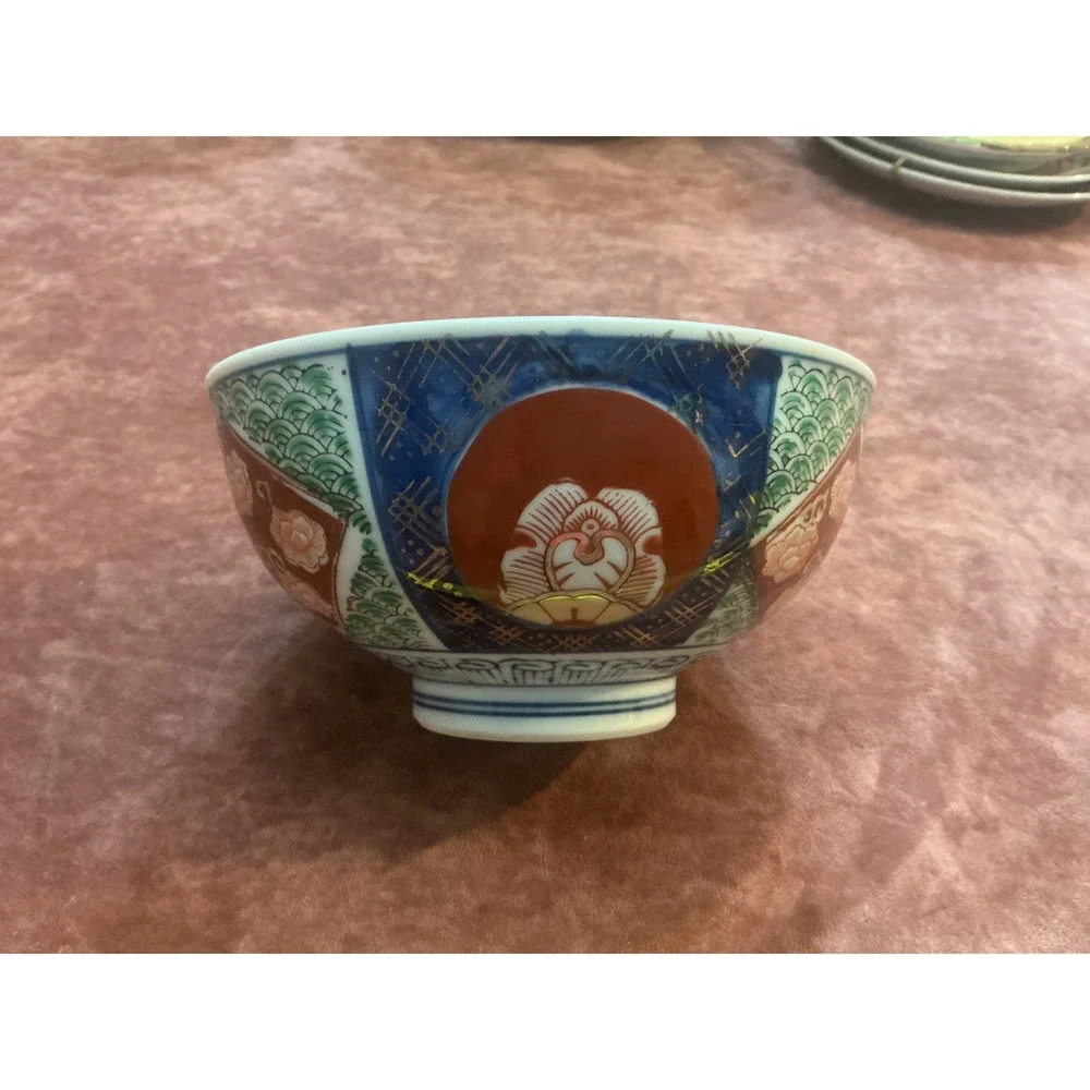Vintage Japanese Imari Porcelain Bowl Hand Painted Floral Gold Gilt 4.75 Inch